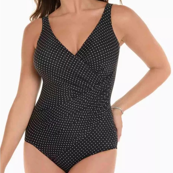 Miraclesuit Black Pin Point Oceanus One Piece Swimsuit 18DD - Picture 1 of 12